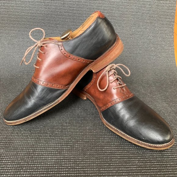 [Sz 10.5] Cole Haan Shoes Black Brown Oxford Saddle City Smart Office Career